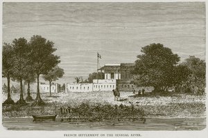 Francuska osada nad rzeką Senegal, ilustracja z Illustrated Travels, ok. 1880 r. autorstwa English School