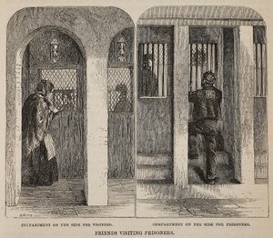 Przyjaciele odwiedzający więźniów, ilustracja z The Criminal Prisons of London oraz Scenes from Prison Life autorstwa Henry