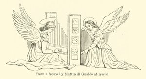 Z fresku Matteo di Gualdo w Asyżu (grafika) autorstwa English School