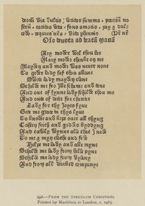 Ze Speculum Christiani, wydrukowany przez Machlinę w Londynie, ok. 1485 (lit) autorstwa English School