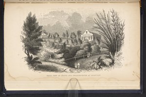 Widok z przodu kaplicy i domu mieszkalnego w Sligoville (grawerowanie) autorstwa English School