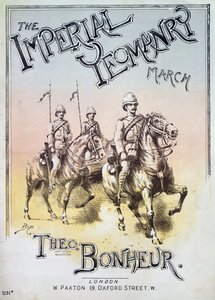Przednia okładka muzyki do The Imperial Yeomanry March autorstwa Theona Bonheura autorstwa English School