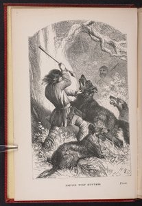Fronton z The British Wolf-Hunters. Opowieść itp. autorstwa Thomasa Millera autorstwa English School