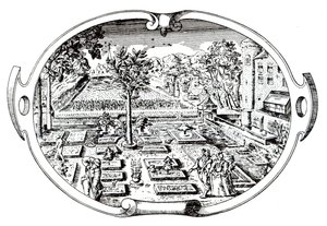 Frontyspis, z The Herbball, autorstwa Johna Gerarda (1545-1607), opublikowany 1597 autorstwa English School