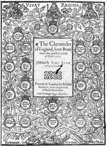 Frontyspis The Chronicles of England autorstwa Johna Stow (ok. 1525-1605), 1580 autorstwa English School