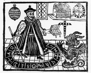 Frontyspis Tragicznej historii życia i śmierci doktora Fausta autorstwa Christophera Marklina, c.1616 autorstwa English School