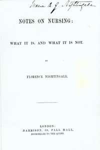 Frontyspis do Florence Nightingales Uwagi o pielęgniarstwie: co to jest, a czym nie jest, opublikowany w 1860 r. autorstwa English School