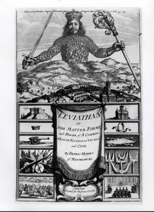Frontyspis do Lewiatana lub materii, formy i władzy wspólnego bogactwa kościelnego i cywilnego, 1651, Thomas Hobbes (1588-1679) z Malmesbury autorstwa English School
