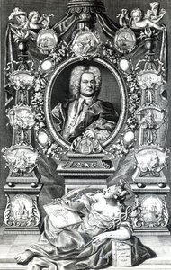 Frontyspis do historii marynarki wojennej Anglii autorstwa Thomasa Lediarda, opublikowany w 1735 r autorstwa English School