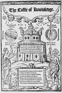 Frontyspis do Zamku Wiedzy Roberta Recorde, 1556 autorstwa English School
