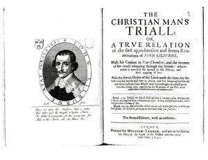Frontyspis do The Christian Mans Trial Johna Lilburne