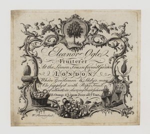 Fruiterer, Eleanor Ogle, karta handlowa autorstwa English School