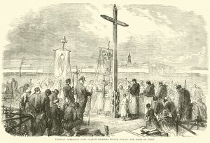 Ceremonia pogrzebowa nad francuskimi żołnierzami poległymi podczas oblężenia Paryża, październik 1870 autorstwa English School