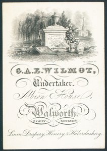 G A E Wilmot, przedsiębiorca pogrzebowy, karta handlowa autorstwa English School