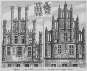 Gables w Munster, Westfalia, Niemcy (grawerowanie) autorstwa English School