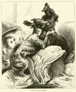 Gelert zabijający wilka (rycina) autorstwa English School