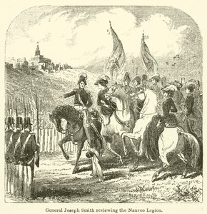 Generał Józef Smith przeglądający Legion Nauvoo (rycina) autorstwa English School