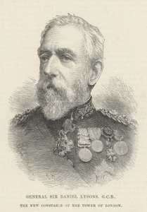 Generał Sir Daniel Lysons, GCB, nowy konstabl Tower of London (rycina) autorstwa English School