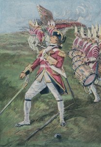 Generał Wolfe ranny w bitwie pod Quebec, Kanada, 1759 autorstwa English School
