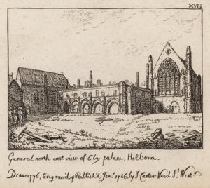 Ogólny widok na północny wschód Ely Place, Holborn autorstwa English School