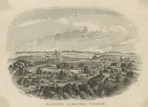 Widok ogólny cmentarza w Islington autorstwa English School