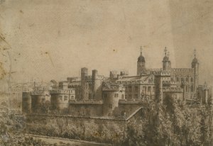 Widok ogólny Tower of London (wc na papierze) autorstwa English School