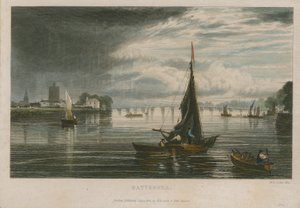 Ogólny widok łodzi na Tamizie w Battersea autorstwa English School