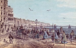 Ogólny widok ludzi na promenadzie w Brighton autorstwa English School