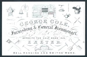 George Cole, umeblowanie i ogólny handlarz żelazem, karta handlowa autorstwa English School