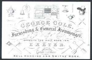 George Cole, umeblowanie i ogólny handlarz żelazem, karta handlowa autorstwa English School