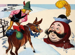 Gigantyczna głowa w śniegu autorstwa English School