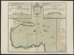 Gibraltar Bay (West and East Prospect of G. Hill.) C. Price, c.1730 (kolor lito) autorstwa English School