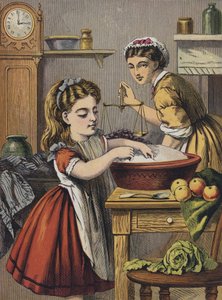 Dziewczyna pomagająca w kuchni (kolorowa litografia) autorstwa English School