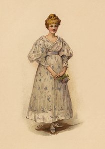 Dziewczyna trzymająca bukiet (chromolit) autorstwa English School