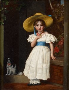 Dziewczyna w słomkowym kapeluszu, ok. 1840 autorstwa English School