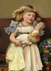 Dziewczyna z chorą lalką autorstwa English School