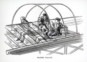 Wóz szklarski używany w Paxtons Crystal Palace, 1850 autorstwa English School