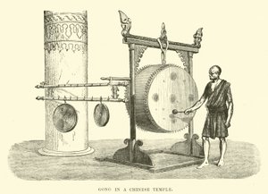Gong w chińskiej świątyni autorstwa English School