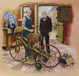 Gottlieb Daimler i jego przyjaciel Wilhelm Maybach autorstwa English School