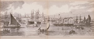Grand Panorama of London, od Tamizy w kierunku Shadwell, East India Docks and Limehouse, 1849 (drewno) autorstwa English School