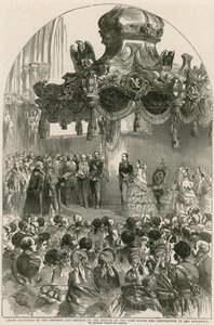 Wielkie przyjęcie cesarza i cesarzowej Francji przez burmistrza i korporację w Guildhall w Londynie autorstwa English School