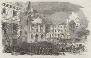Wielki pożar w Quebecu (grawerowanie) autorstwa English School