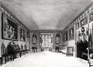 Great Parlor of Strawberry Hill (lito) (zdjęcie czarno-białe) autorstwa English School