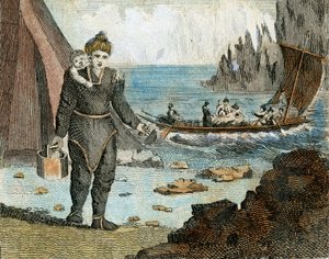 Kobieta grenlandzka i łódź, ok. 1779 r. (rycina) autorstwa English School