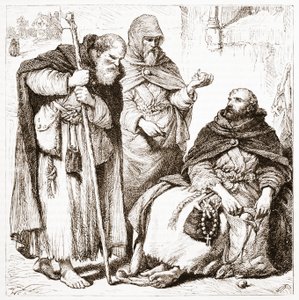 Grupa braci żebrzących, ilustracja z Historii protestantyzmu Jamesa Aitkena Wylie (1808-1890), wyd. 1878 autorstwa English School