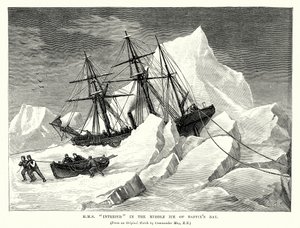 H.MS "Intrepid" w środkowym lodzie Zatoki Baffina (rycina) autorstwa English School