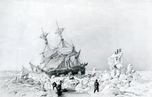 HMS Terror trzymany na lodzie autorstwa English School