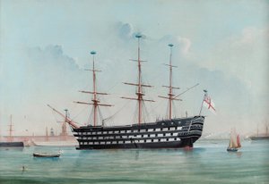 HMS Victory w porcie Portsmouth, c.1860 autorstwa English School