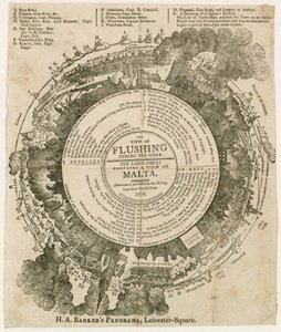 H A Barkers widok Flushing podczas oblężenia Malty, 1810, Panorama, Leicester Square, Londyn autorstwa English School