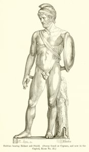 Hadrian noszący hełm i tarczę autorstwa English School